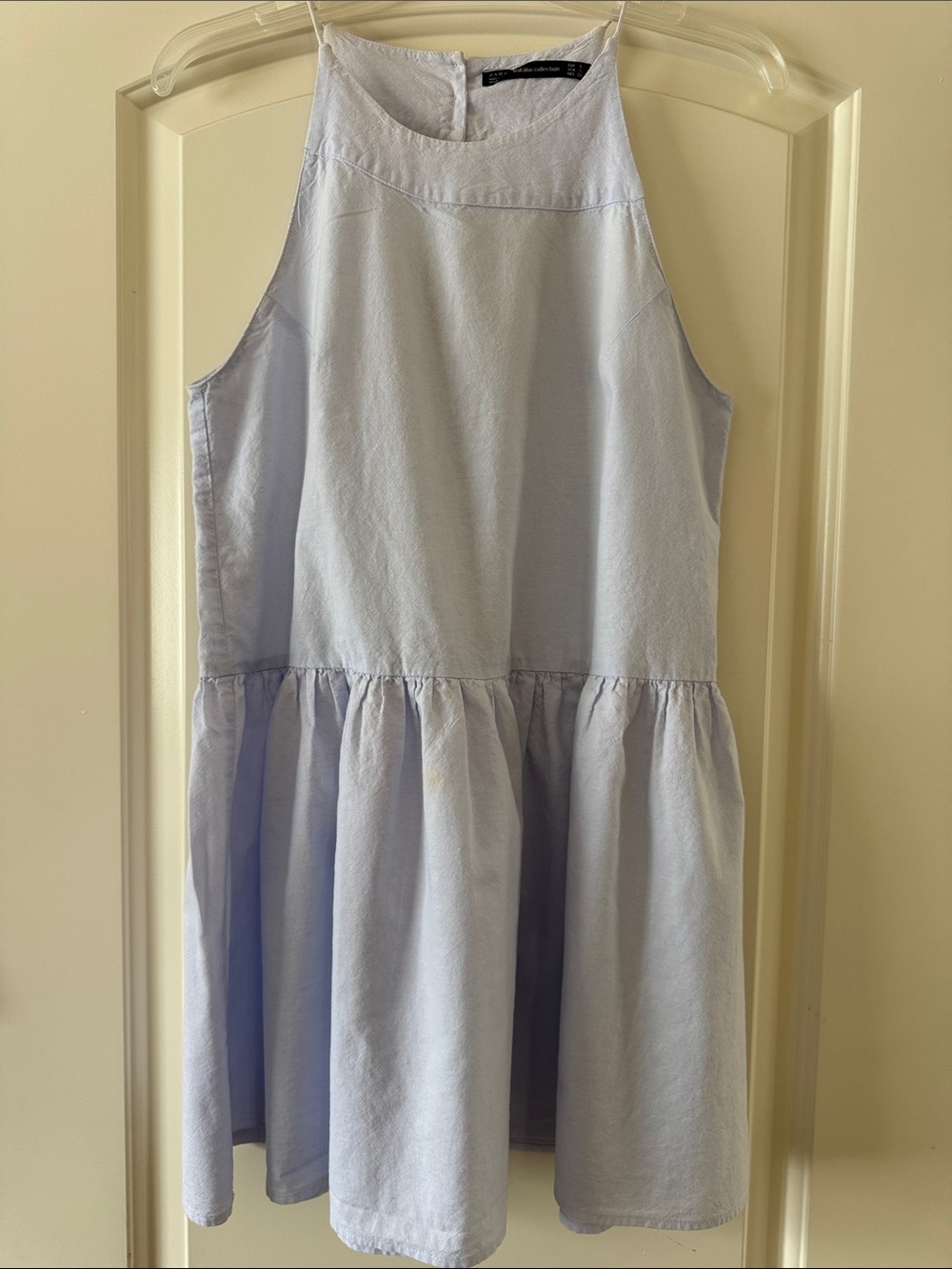 Zara Light Lavender Ruffle-Hem Tank Dress, Cotton Size S
